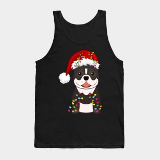 Pitbull Holiday Christmas Light - Funny Pibull Lights Christmas in Santa Hat Holiday Santa Tank Top